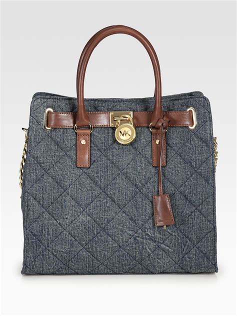 michael kors blue and white hamilton bag|Michael Kors Hamilton bag outlet.